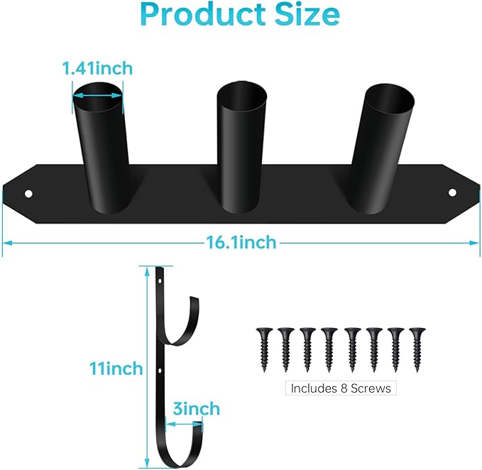 Jantens Swimming Pool Accessory and Equipment Organizer, Pool Maintenance Tool Organizer for Pool Vacuum, Skimmer Net, Hose, Telescopic Pole and More Above Ground Pool Accessories, Black, A&EO02