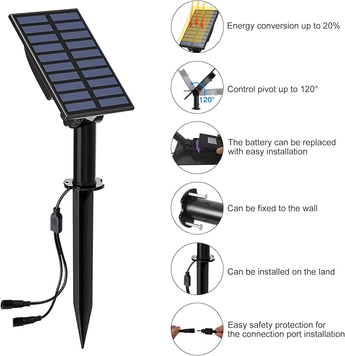 T-SUN Solar Spotlights Outdoor Waterproof, 2-in-1 Solar Landscape Spotlights LED Garden Spot Lights for Yard Tree Garden Pond Pool Area (Warm White)