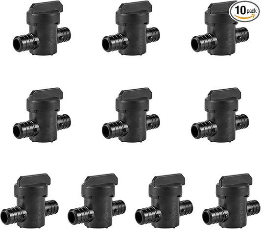 (Pack of 10) EFIELD Poly PPSU Barb Crimp Pex 1/2" X1/2" Full Port Ball Valve, ASTM F2159