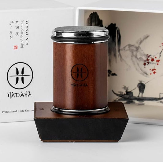 HADANA Rolling Knife Sharpener Tool Kit for Straight Edge - 360 Diamond Disc,600 Ceramic Honing Disc,Magnetic Angle with 15,18,20,22 Degree for various type of Kitchen Knives (Walnut Edition)