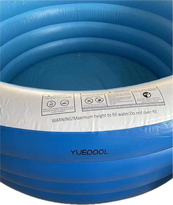 Inflatable Pool with Seating,Four-Tier 72” x 27”Inflatable Swimming Pool with Drink Holder Handles, Summer Family Water Park,Backyard Family Pool, Garden (Blue)