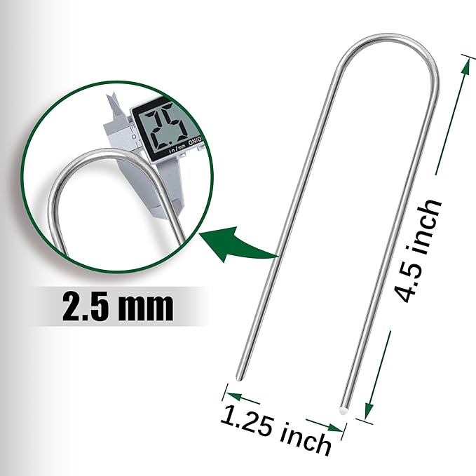 U Shaped Garden Stakes 4 Inch 40 Pack Drip Irrigation Stakes Galvanized Landscape Garden Staples Hose Stakes for Soaker Hose Drip Line Irrigation Tubing Tube, Lawn Ground and Weed Barriers