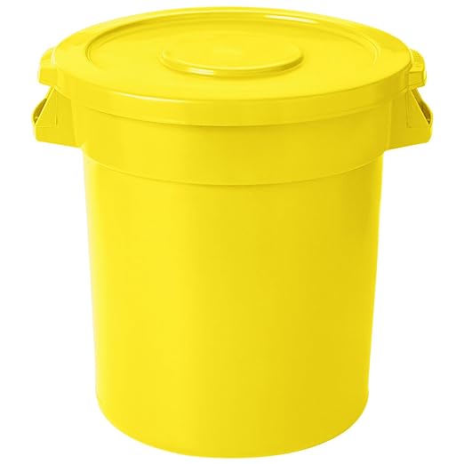 PRO&Family Trash can with Lid (Yellow, 20 Gallon)