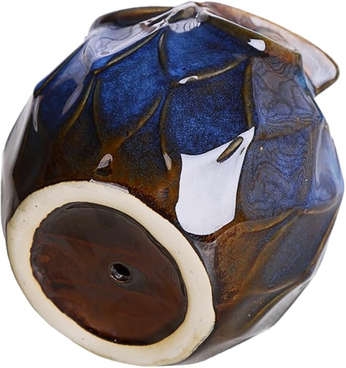 GeLive Blue Owl Ceramic Succulent Planter with Drainage Hole Animal Plant Pot Tabletop Decoration Vase Window Box Indoor Outdoor Decor (Blue)