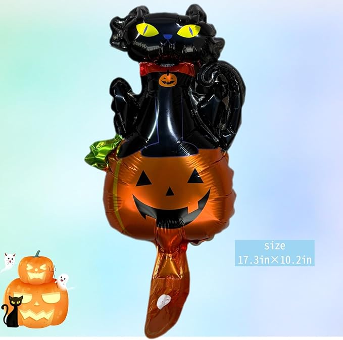 7 Pcs Halloween Ghost Foil Balloons Ghost Pumpkin Bat Spider Cat Monster Scary Decorations Cute Mylar Balloons Kit for Trick or Treat Party Decor Supplies for Indoor Outdoor Boo Day Party Supplie