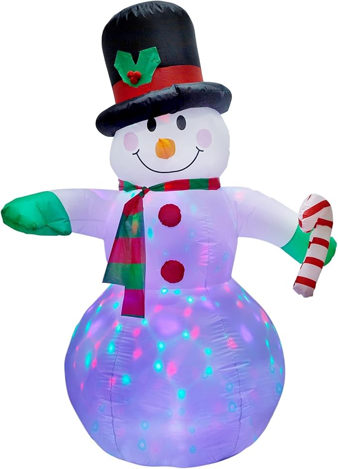 Dynaming 6 FT Christmas Inflatable Snowman, Christmas Blow up Decoration with Rotating LED Lights, Perfect for Indoor Outdoor Garden Yard Holiday Xmas Party