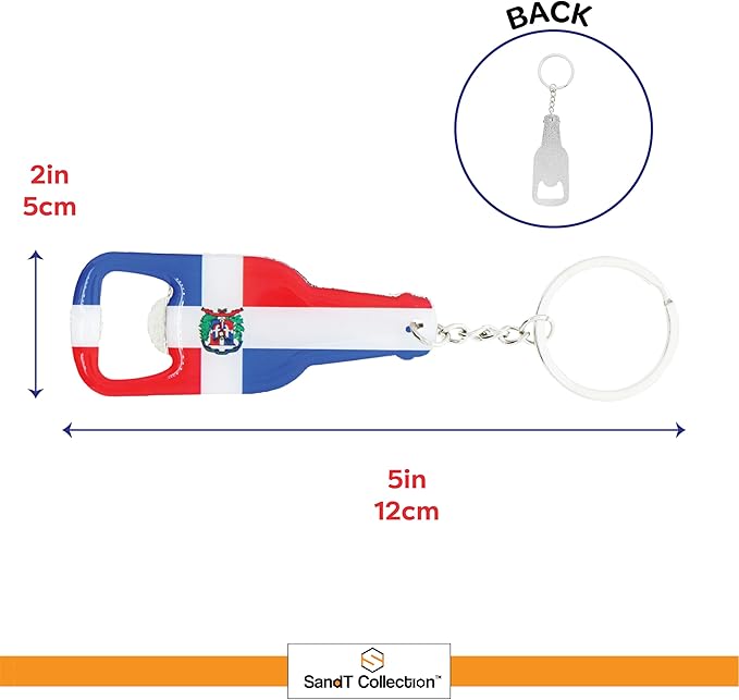 SandT Collection Metal Beer Bottle Opener - Dominican Republic Flag Shape