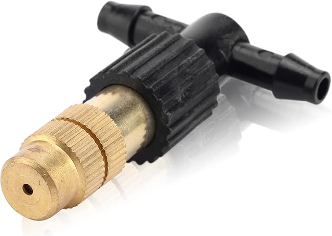 Mornajina 20Pcs Three-Way Atomizing Nozzle with Drip Irrigation Connector for 1/4 inch Drip Irrigation Tubing, Micro Spray Drip Irrigation Emitters, Adjustable Sprinkler Drip Irrigation Mister Kit