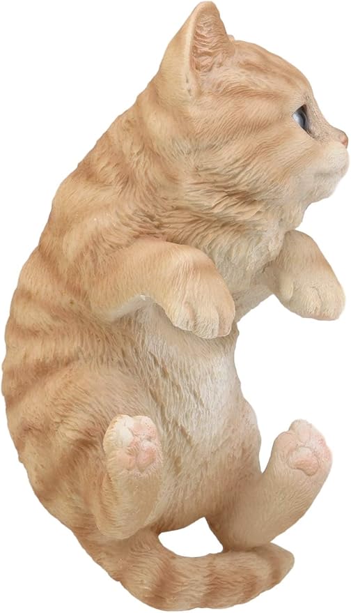 coolboy Hanging Cat Statue Garden Patio Decor,Lifelike Orange Tabby Cat Figurine Kittens Outdoor Statue Decor,Pot Pal Hanging Animal Resin Cat Figurine for Cat Lovers