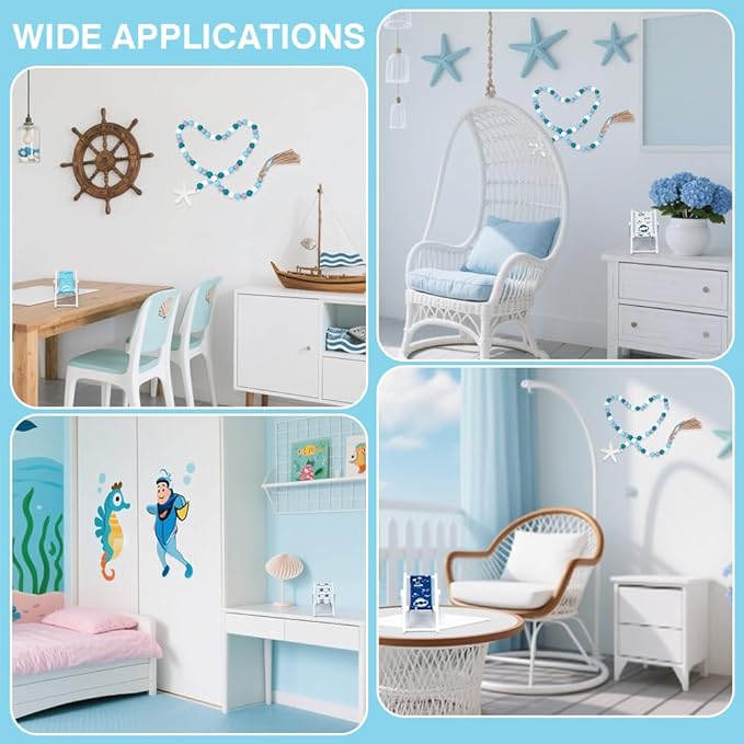4Pcs 4 Styles Beach Chair Decor Dollhouse Miniature Furniture Accessories Foldable Wooden Beach Chair with 1Pcs Beads Pendant Mini Longue Deck Chairs Doll House Ornament Ocean Theme Decor