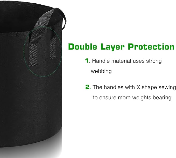 12-Pack 5 Gallon Grow Bags Heavy Duty Thickened Nonwoven Fabric Pots with Durable Handles