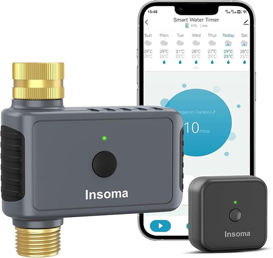 WiFi Hose Timer Brass Inlet & Outlet, Smart Sprinkler Timer with WiFi Hub, WiFi Water Timer for Garden Hose, APP & Voice Control, Smart Hose Faucet Timer for Lawns Yard Work with Alexa & Google Home