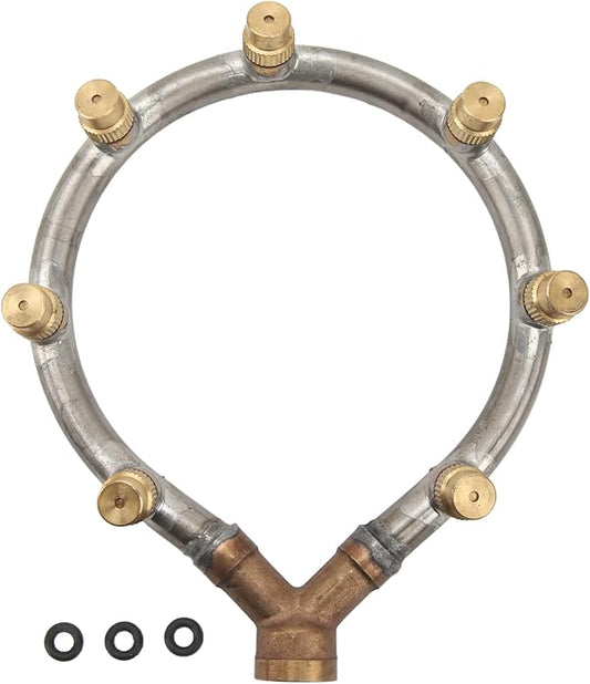 Multifunctional Annular Nozzle, G3/8 Female Thread Multi Head Ring Shaped Atomizing Nozzle, Rotating Nozzle for Garden Agricultural Irrigation(7 Heads Heart Shape)