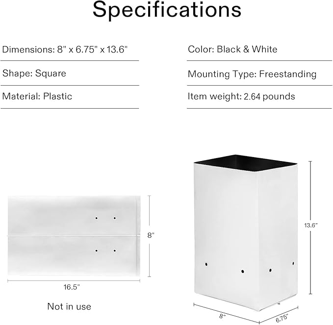 VIVOSUN 50-Pack 3 Gallon Grow Bags for Plants, Black-and-White Thick Plastic Bags for Potting Seedlings, and Rooting