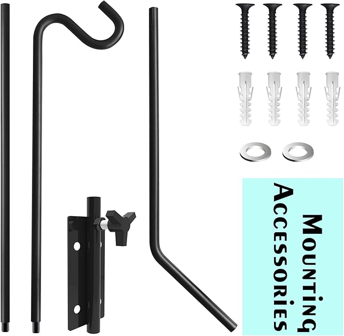 ERYTLLY 2 Packs Heavy Duty Deck Hook Wall Mounted, Extensible and Adjustable Deck Hook for Hanging Bird Feeder, Plants, Suet Baskets,Wind Chimes,Lanterns and More