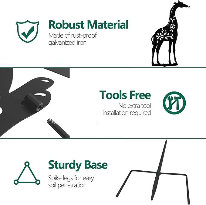Solar Giraffe Garden Stakes Outdoor Solar Decor Metal Giraffe Holding Solar Lantern Decorative Garden Metal Animal Stakes Outdoor Giraffe Silhouette Stakes