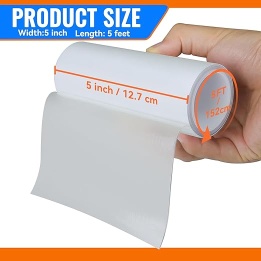 Waterproof Repair Tape for Bounce House, Pool, Tent, Leather, Outdoor TPU Inflatable Repair Patch Kit for Tarp, Canopy and Boat Cover, 5 Inch x 5FT, Clear, Heavy Duty