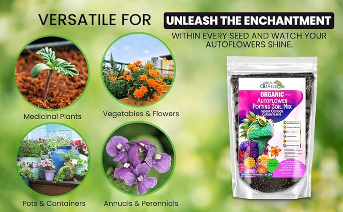 Organic Autoflower Potting Soil Mix – Ready-to-Use Living Soil, No Fertilizers Needed – Balanced Nutrients, Light Texture, Excellent Drainage, Boosts Germination & Root Growth (5 quarts)