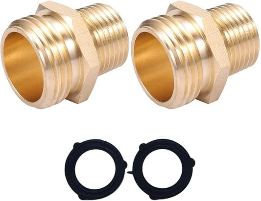YOUHO Garden Hose Adapter 3/4 GHT Male x 1/2 NPT Male Connector, Brass Garden Hose Fitting, Industrial Metal Brass Garden Hose to Pipe Fittings Connect,Garden Hose Extension Repair Fitting(2-Pack)