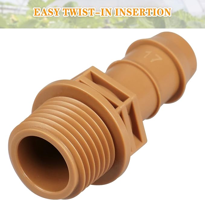 1/2 Inch Threaded Drip Irrigation Male Adapter:Drip Irrigation Universal PVC Adapter 1/2" Male Pipe Thread (MNPT) x 1/2" Barb Coupling Swing Pipe Irrigation Fittings (10 Pack)