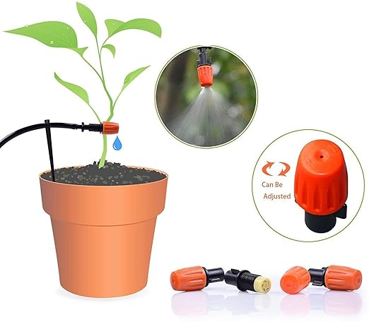 MSDADA Drip Irrigation Kit, 50ft Garden Automatic Irrigation System, 1/4" Blank Distribution Tubing Hose Adjustable Nozzle, Plant Watering Kit for Garden, Patio, Greenhouse, Flower Bed, Lawn