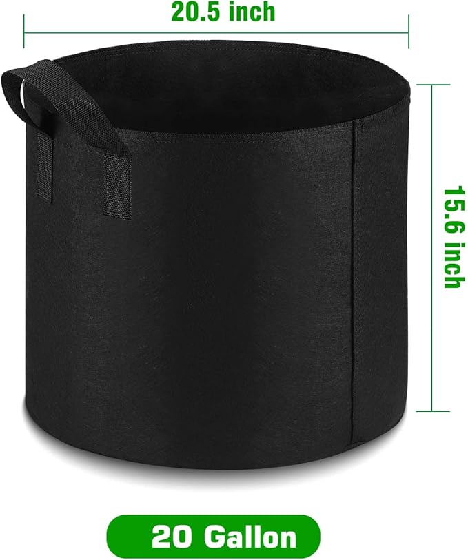 12-Pack 20 Gallon Grow Bags Heavy Duty Thickened Nonwoven Fabric Pots with Durable Handles