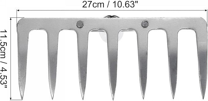 uxcell 7 Teeth Garden Rake Head, Galvanized Manganese Steel Stone Rake for Garden Farm Backyard Without Handle Hard Rake Head Only, Silver Tone