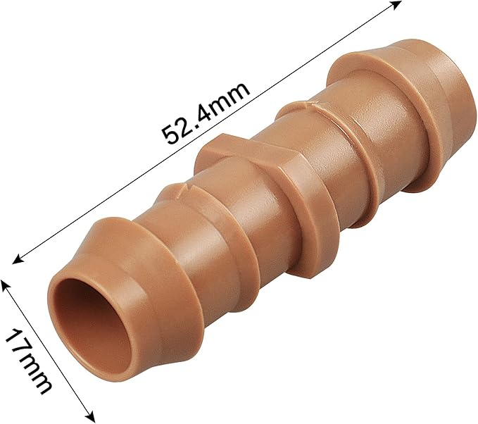 JAYEE 25 Pack Drip Irrigation Barbed Coupling Fittings (17mm) for 1/2" Drip Hose(0.600”ID), Sprinkler Tubing Connector for Drip System