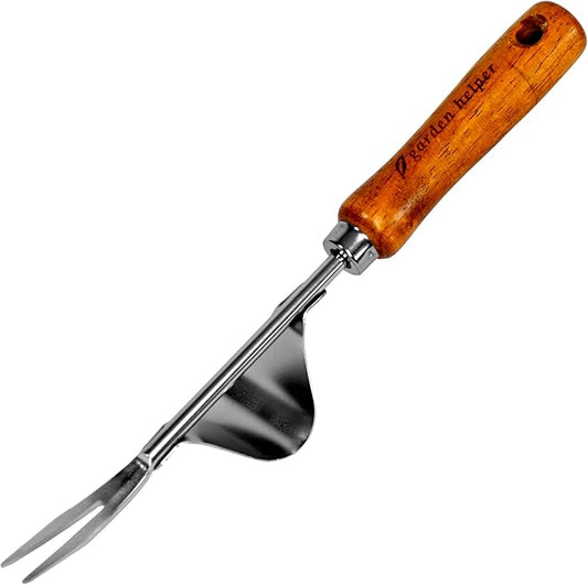 Weed Puller Heavy Duty Japanese Steel with Wood Handle, Hand Weeding Tool, Manual Weeder for Garden, Quick and Easy Weed Pull Tool, Made in Japan, Silver