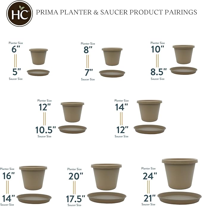 The HC Companies 17.5 Inch Round Prima Plastic Plant Saucer - Indoor Outdoor Plant Trays for Pots - 17.8 Inchx17.8 Inchx2.01 Inch in Sandstone