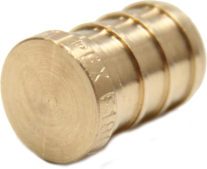 (Pack of 50) EFIELD Pex Plug 1/2" End Cap Pex Pipe Barb Crimp Brass Fittings, ASTM F1807