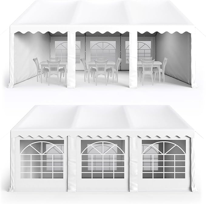 GREEN PARTY 16x20FT Party Tent Heavy Duty, Large Wedding Event Shelters with 3 Carry Bags & Removable Sidewalls, Outdoor Canopy Gazebo Commercial Tent for Carport Camping Garden Patio