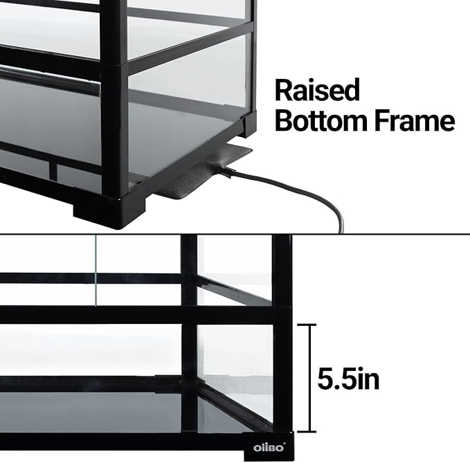 OiiBO 135 Gallon Reptile Terrarium, 48" x 18" x 36" Full Tempered Glass Vertical Reptile Tank,Front Sliding Door with Top Screen Ventilation Reptile Amphibian Tall & Extra-Long Habitat Enclosure Cage