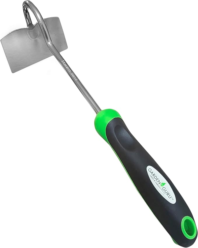 Garden Guru Hand Hoe Tiller Cultivator Tool - Stainless Steel for Ultimate Strength - Rust Resistant - Ergonomic Handle - Great for Gardening Digging Tilling Planting Cultivating Loosening