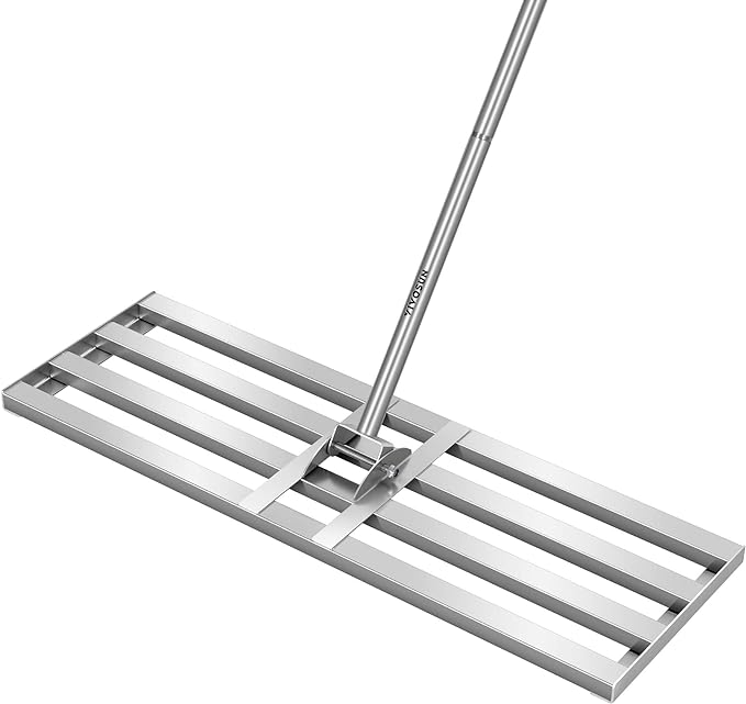VIVOSUN 30" Lawn Leveling Rake, 30" x 10" x 78" Heavy-Duty Stainless Steel Lawn Leveler with 7FT Adjuatble Long Handle for High Effect, Metal Levelawn for Smooth Soil, Rustproof Rakes for Garden Yard