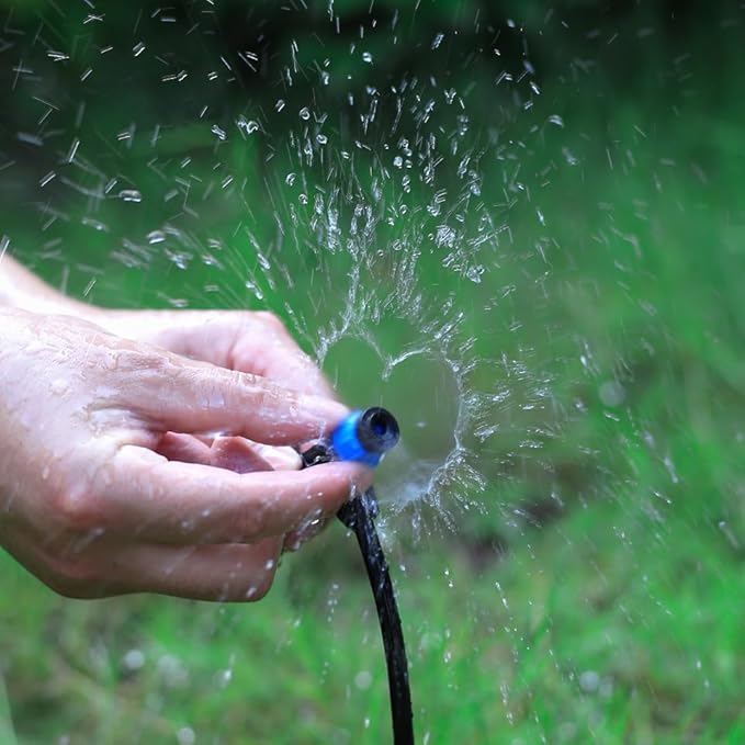 100-Pack Sprayer - Quick Connect Dripper Irrigation Emitters Adjustable 360 Degree on 5" Stake for 1/4" Drip Irrigation Tubing Irrigation Drip Ideal for (4-7mm) Garden Home Watering System