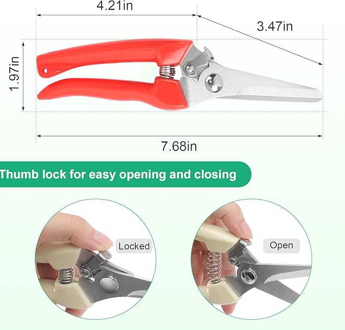 Premium garden shears, meperez pruning scissors gardening tools, pruners for flower, bushes, rose and fruit tree, use for florist, yard and orchard the plant clippers, sharp steel anvil snips