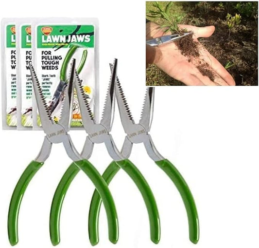 The Original Sharktooth Weed Puller Remover & Gardening Tool Weeder (3 Pack)-Pull from The Root Easily! Ergonomic Handheld Weeding Tool for Spring Summer Cleaning, for All Ages & Abilities