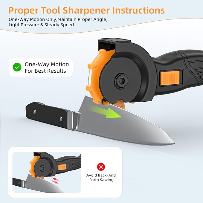 Garden Tools Knife Sharpener, All in 1 Sharpens Lawn Mower Blades, Axes, Pruner, Hedge Shears, Hunting Gear, Machete, Repairs & Hones Edges, Durable & Easy to Use