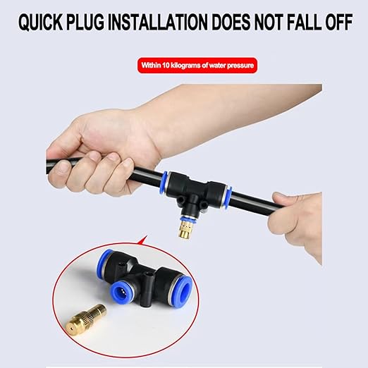 66FT Copper Atomizer Hanging Plant Watering System, Greenhouse Mist Drip Irrigation Kit, Garden Watering with Blank Tubing and Misting Nozzles, Quick Connector Design Automatic Irrigation System.