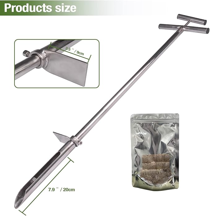 40 Inches Professional Stainless Steel Soil Sampler Probe with Ejector Foot Pedal Reusable Sample Bag, Soil Test Kits for Lawn Garden Farm Soil Sampling
