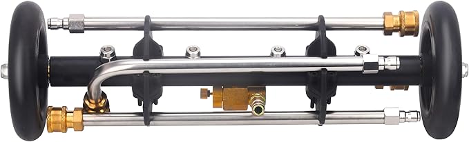 DUSICHIN Undercarriage Cleaner Water Broom Pressure Washer Attachment, 15 Inches Undercarriage Washer, Pressure Washer Underbody Car Cleaner 4 Extension Wands 4 nozzles Garden Hose Adapter DUS3202