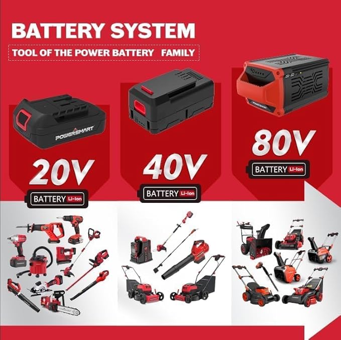 PowerSmart 80V MAX 21-Inch Cordless Single Stage Snow Blower, 6.0Ah Battery, Charger