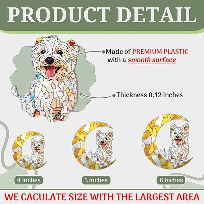 Westie Ornaments Decor for Christmas Tree - Westie Gifts for Women Men - Westie Home Kitchen Room Christmas Decorations - 2D Flat Acrylic Ornament Window Hanging