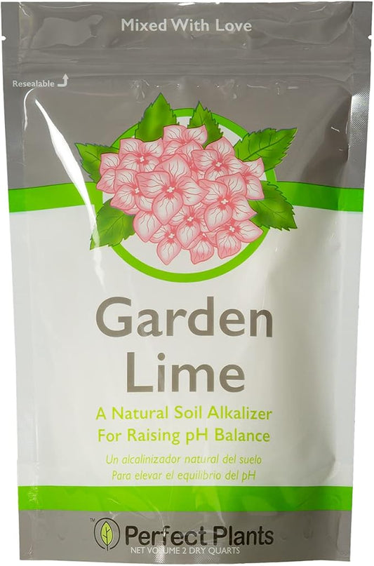 Perfect Plants Garden Lime Soil Amendment 2 qt. | Calcium Carbonate Rich for Horticultural Use | Garden, Lawn, & Potted Plants | Turns Acid Medium Basic (2 qt.)