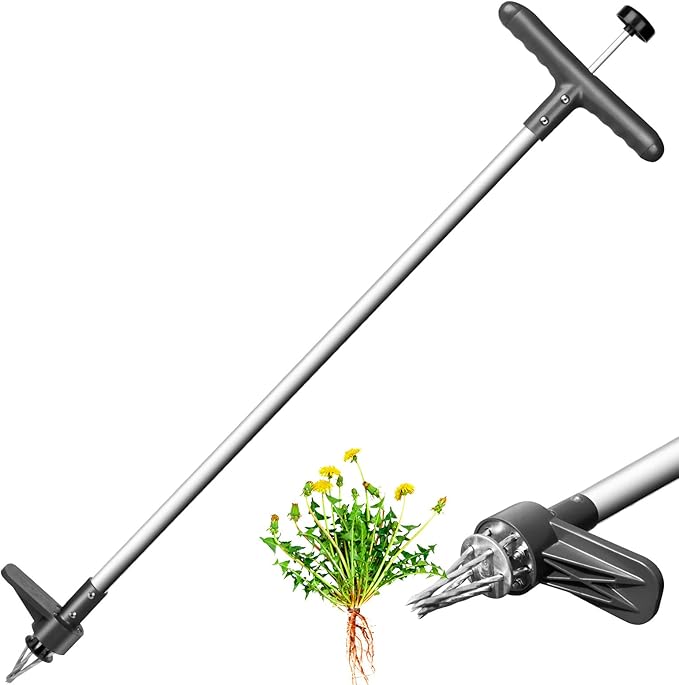 Walensee Upgraded Weed Puller, Stand Up Weeder Hand Tool, Long Handle Garden Weeding Tool with 5 Claws, Hound Weed Puller for Dandelion, Standup Weed Root Pulling Tool and Picker, Grabber (1 Pack)