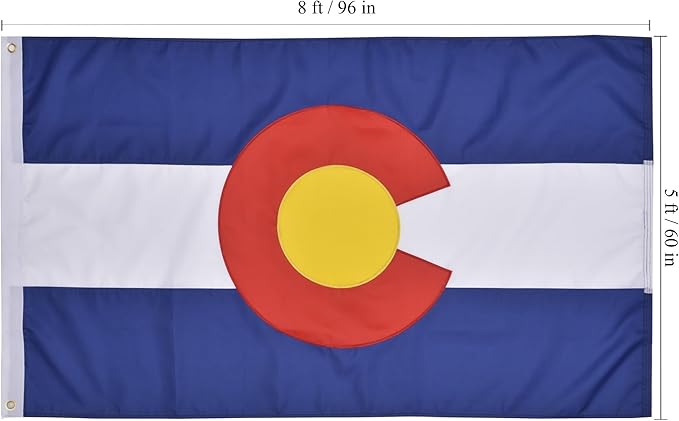 Colorado State Flag 5x8 Ft Deluxe Full Embroidered Premium Polyester Durable CO Outside Flag with Sewn Stripes and Brass Grommets for Indoor/Outdoor