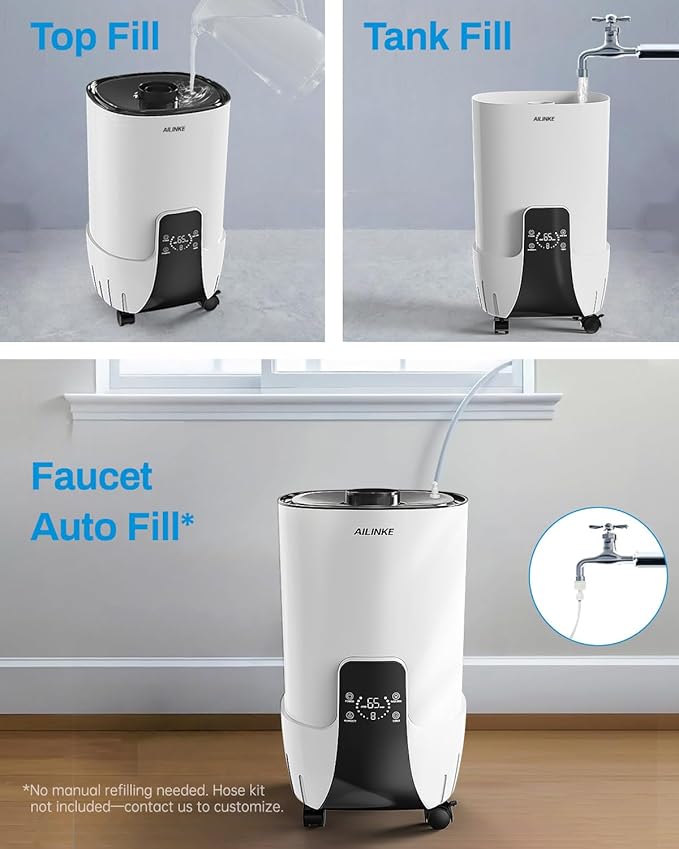 Humidifiers for Bedroom Large Room, 4.2Gal/16L Cool Mist Humidifier Large Room 2000 sq.ft,Top Fill, 3 Stainless Steel Atomizers,360°Nozzle Extension Tube, Commercial/Office/Plants/House, White