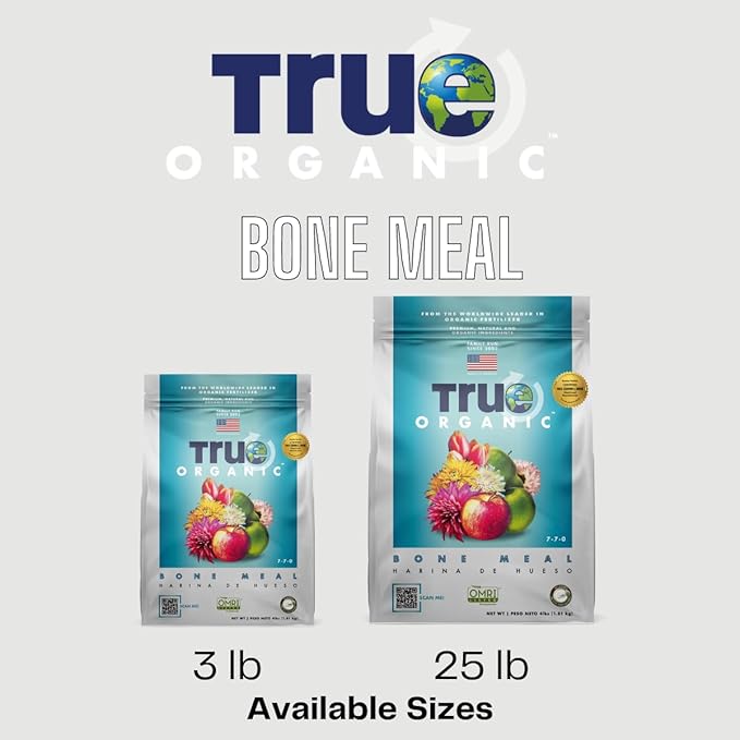 True Organic Bone Meal – Organic Fertilizer for Growth, Flowering, and Fruit Production – 3lb Bag Covers 61 Sq. Ft.