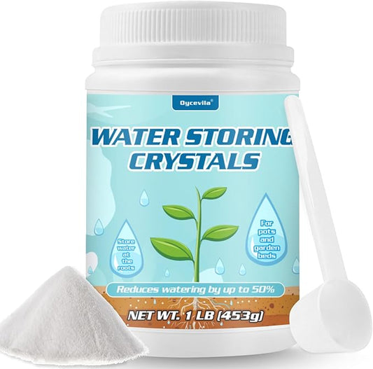 1LB Water Storing Crystals for Plants with Spoon, Water Gel Solves Plant Over-Watering and Drought Problems, Keeps The Soil Moist, Small Water Storing Polymer Crystals for Plants Powder - by Oycevila